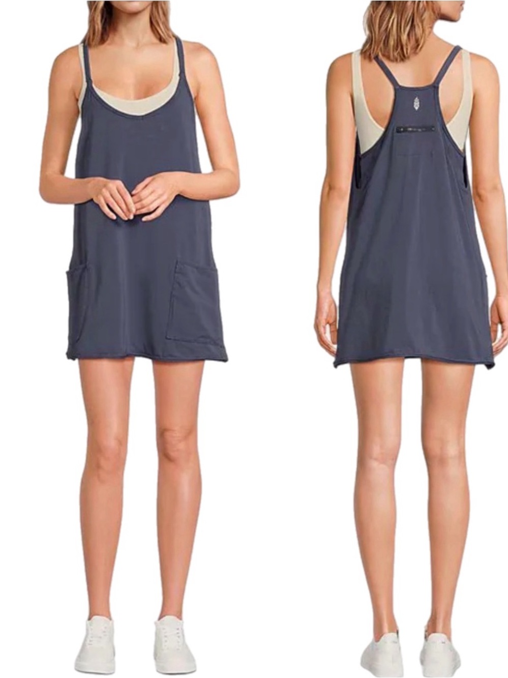 Free People Movement Hot Shot Mini Dress Blue Indigo Small NWOT